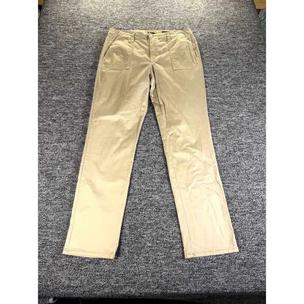 Vintage America Chino Pants Women 14/32 Beige Patch Pockets Stretch Straight Leg